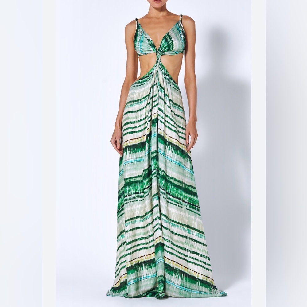 New 12th Tribe Mint Green and White Abstract Print Maxi Dress - Picture 16 of 16